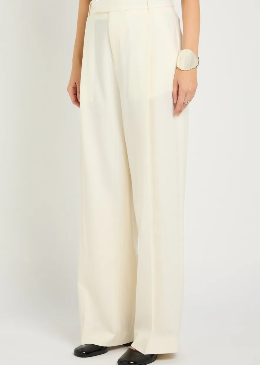 Straight-leg stretch-wool trousers