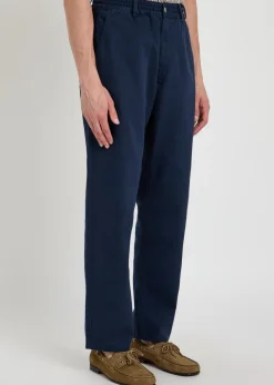 Straight-leg twill-cotton trousers