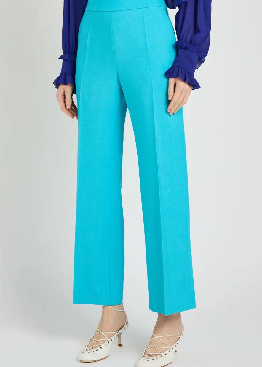 Straight-leg wool trousers