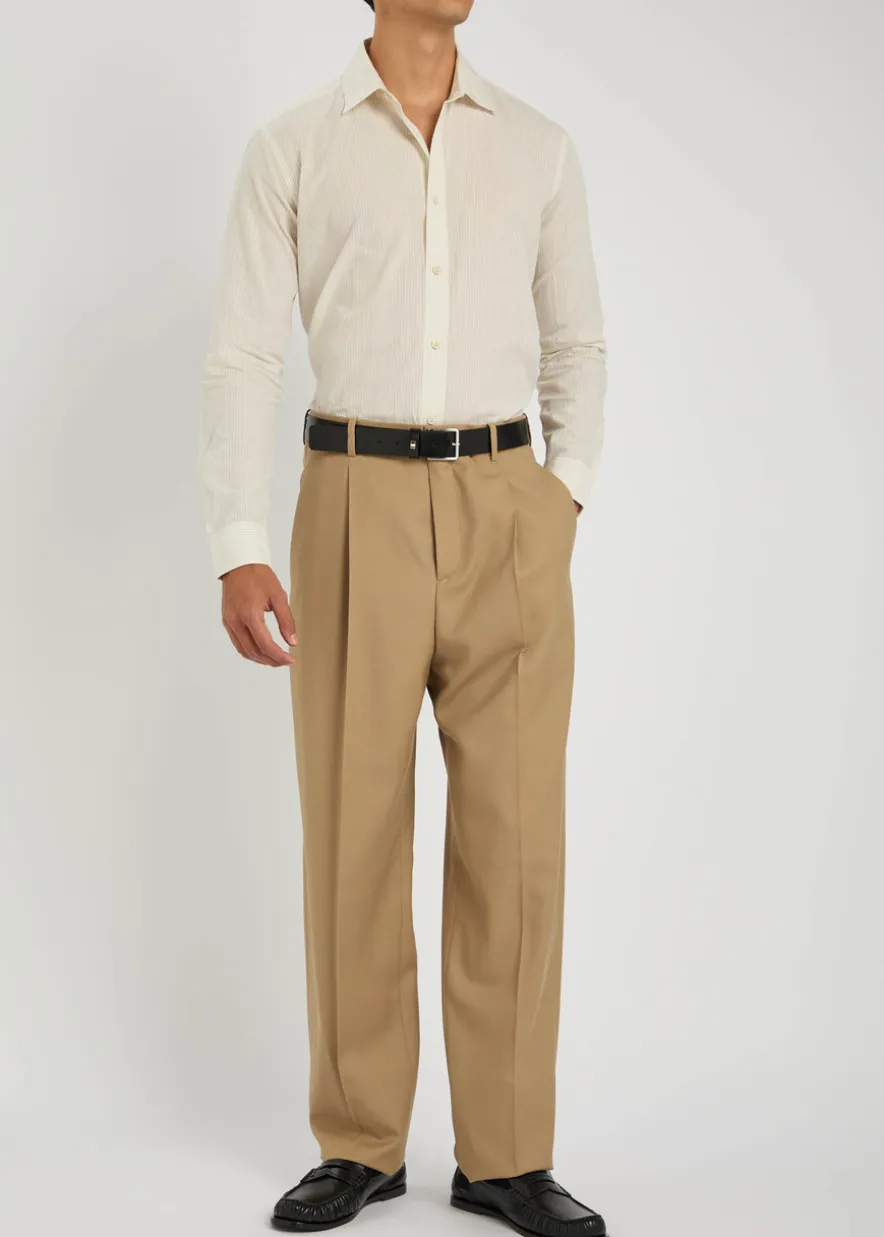 Straight-leg wool trousers