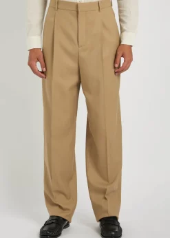 Straight-leg wool trousers