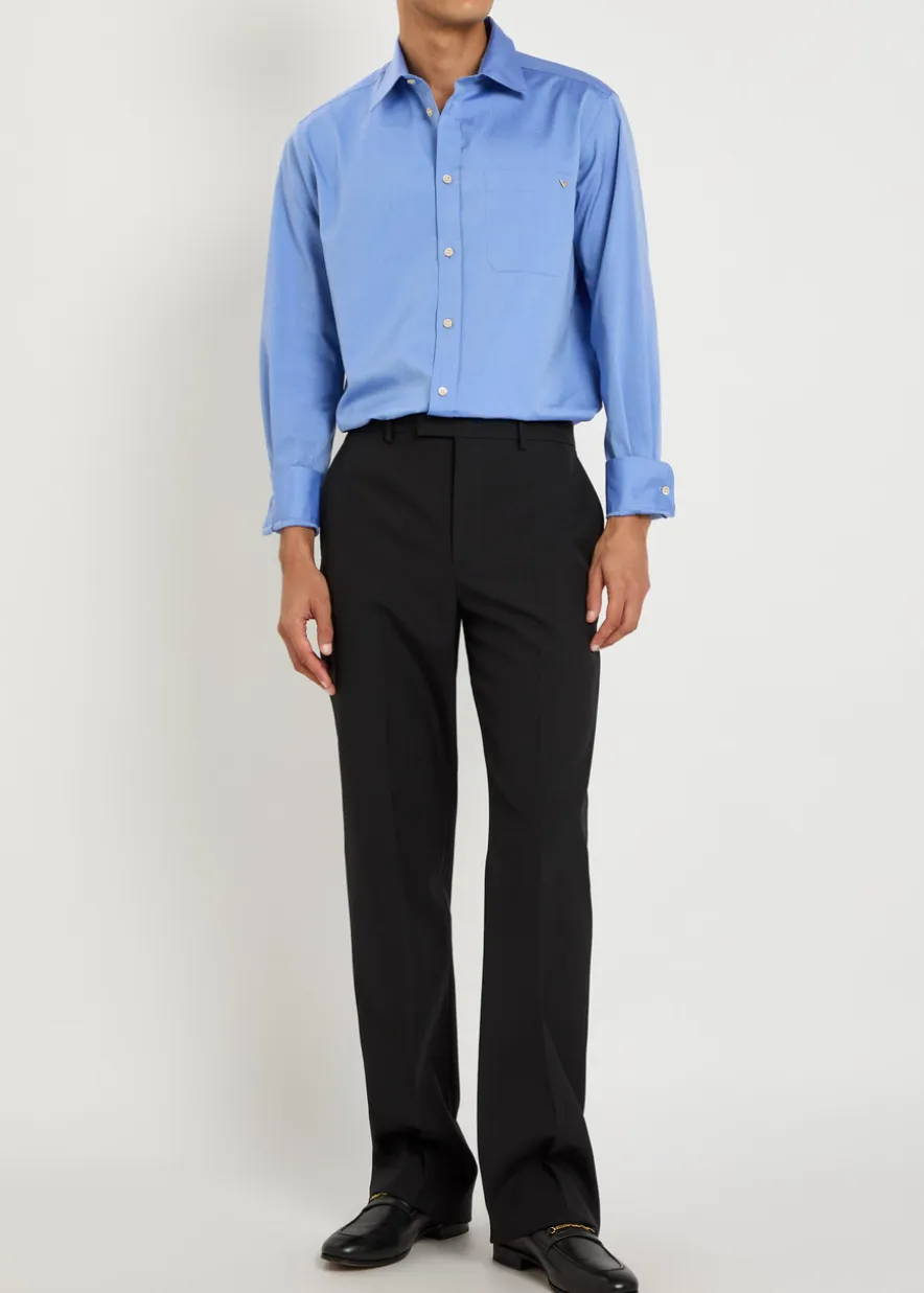 Straight-leg wool trousers