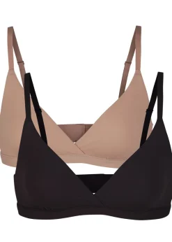 Stretch-jersey crossover bralette - set of two