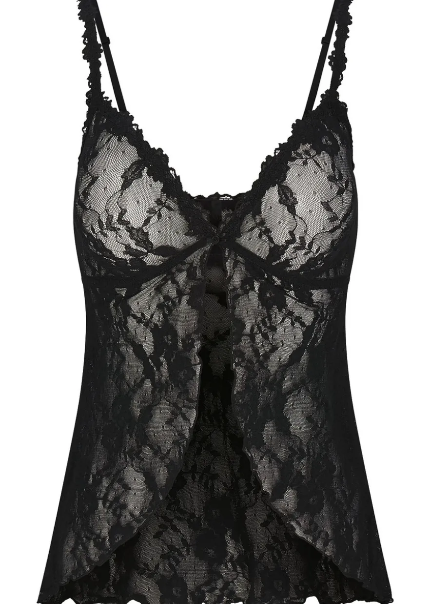Stretch-lace babydoll top