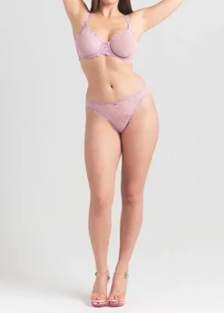 Stretch-lace dipped thong