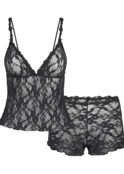 Stretch-lace triangle cami and short set