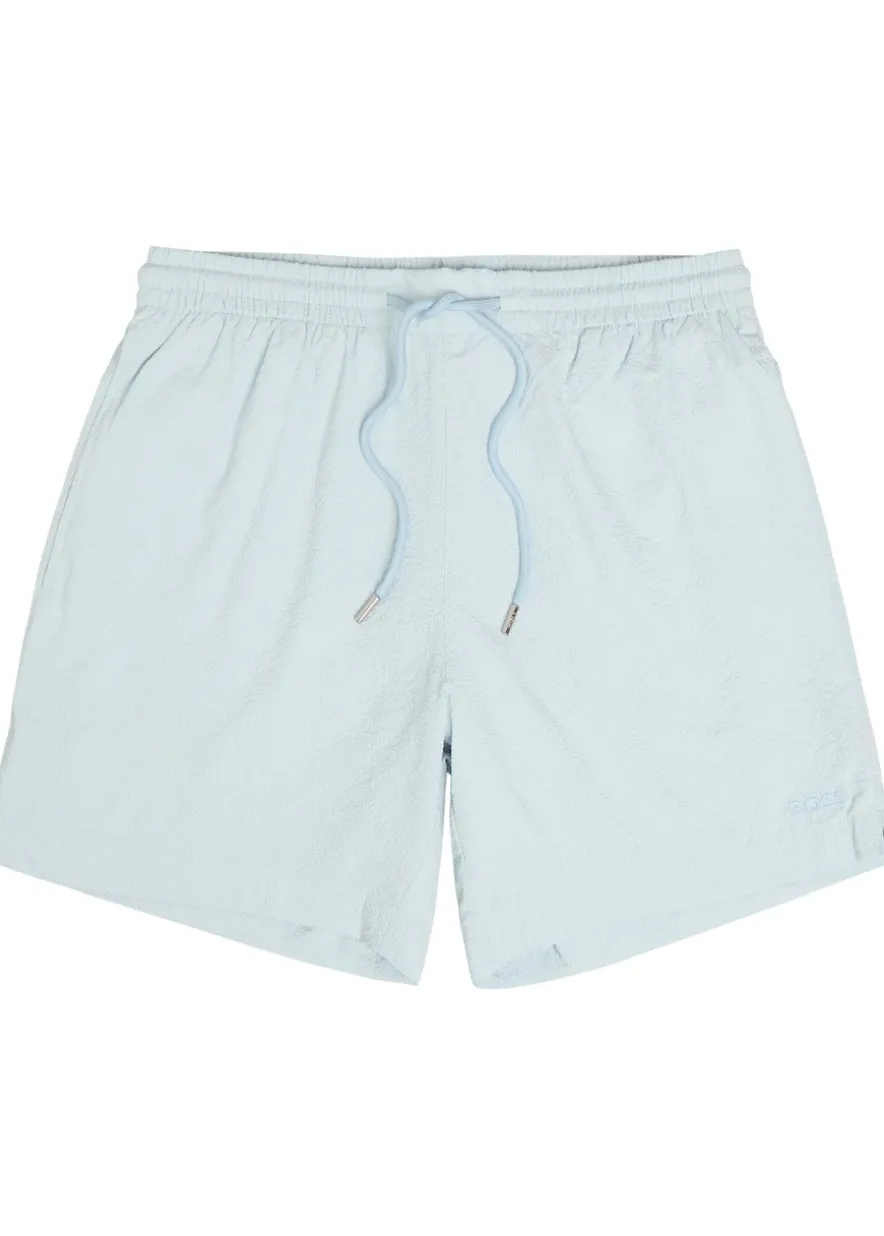 Stretch-seersucker swim shorts
