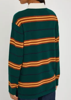 Striped cashmere polo jumper