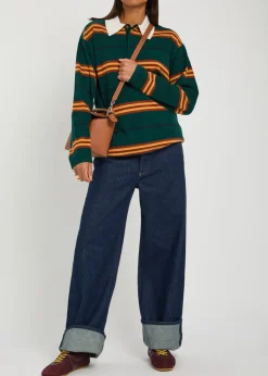Striped cashmere polo jumper