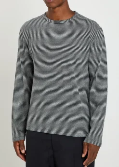 Striped cotton and linen-blend T-shirt