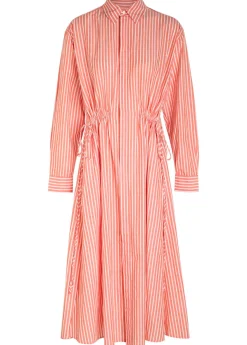 Striped cotton-blend midi shirt dress