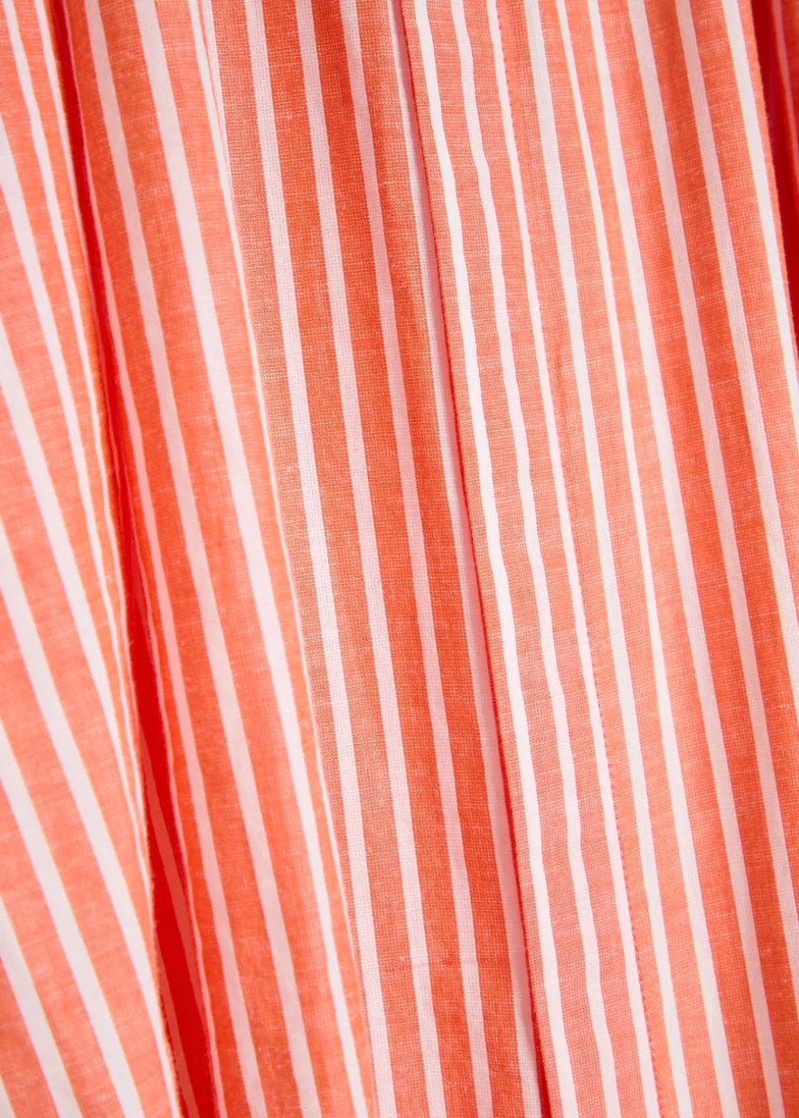 Striped cotton-blend midi shirt dress