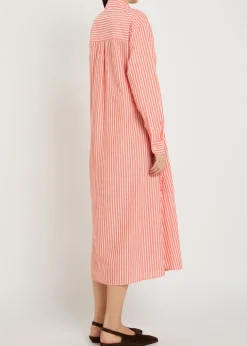 Striped cotton-blend midi shirt dress