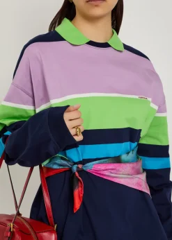 Striped cotton mini sweatshirt dress
