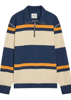 Striped cotton polo sweatshirt