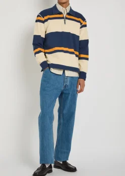 Striped cotton polo sweatshirt