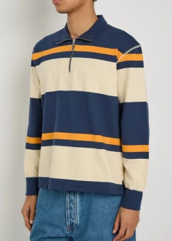 Striped cotton polo sweatshirt