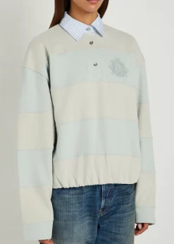 Striped cotton polo sweatshirt
