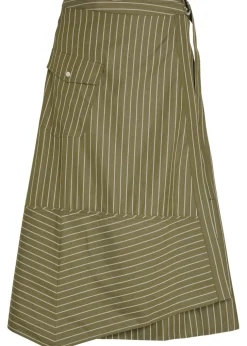 Striped cotton-poplin wrap midi skirt