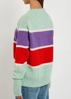 Striped crew-neck wool jumper