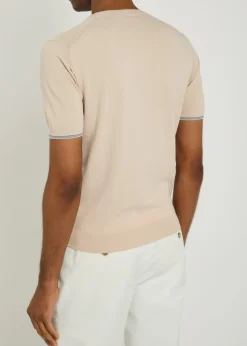 Striped detail knit cotton T-shirt