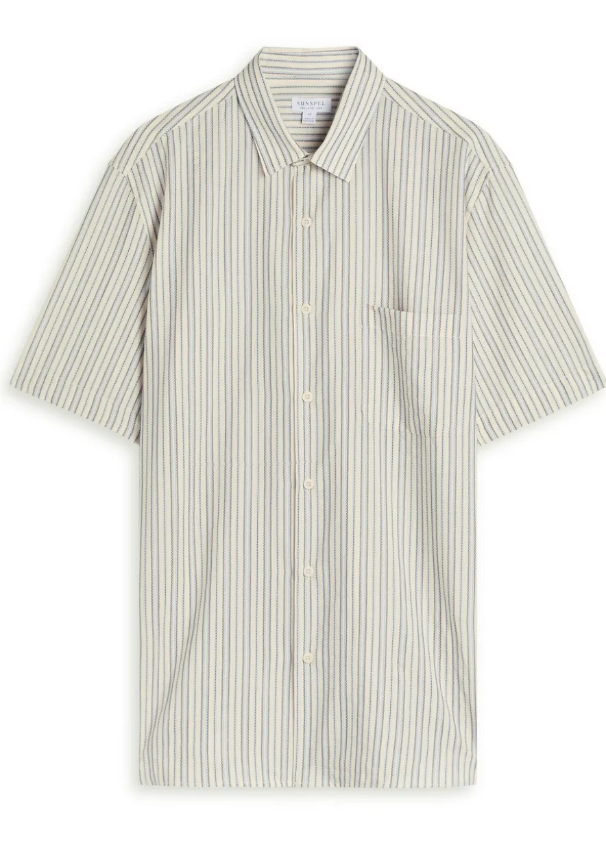 Striped embroidered cotton shirt