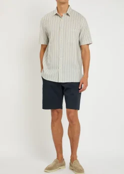 Striped embroidered cotton shirt