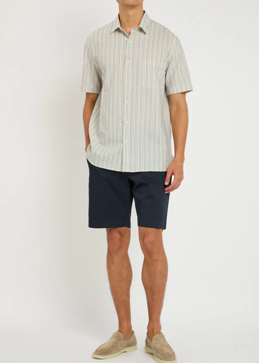 Striped embroidered cotton shirt