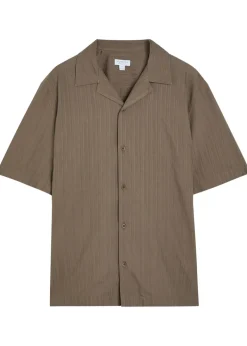 Striped embroidered cotton shirt