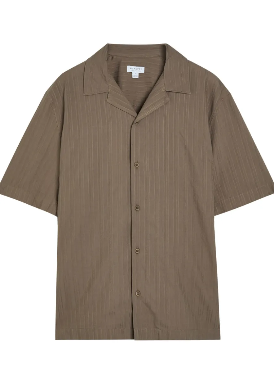 Striped embroidered cotton shirt