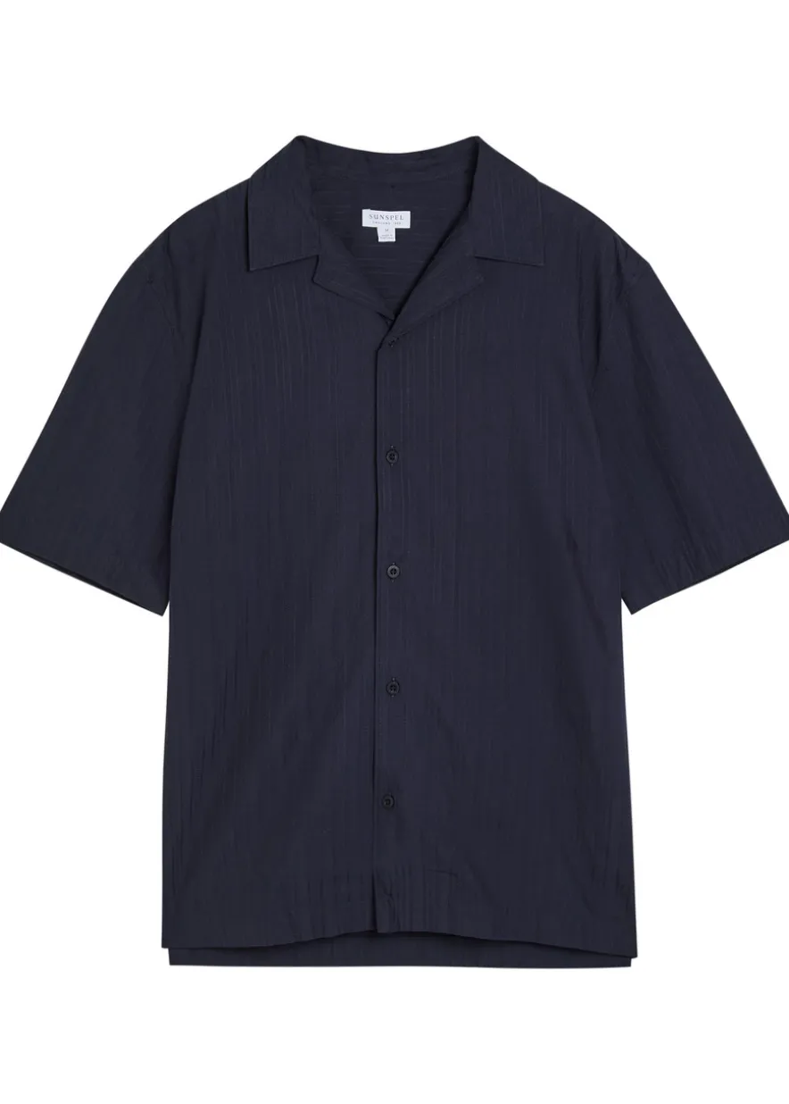 Striped embroidered cotton shirt