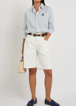 Striped embroidered cotton shirt