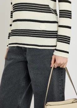Striped fine-knit cotton-blend T-shirt