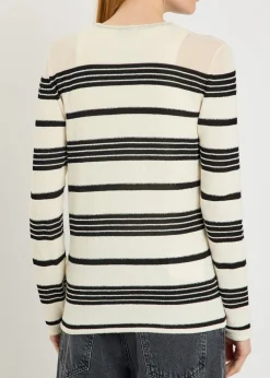 Striped fine-knit cotton-blend T-shirt