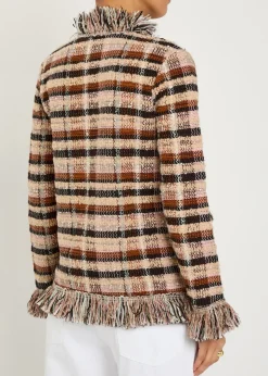 Striped fringed woven jacket