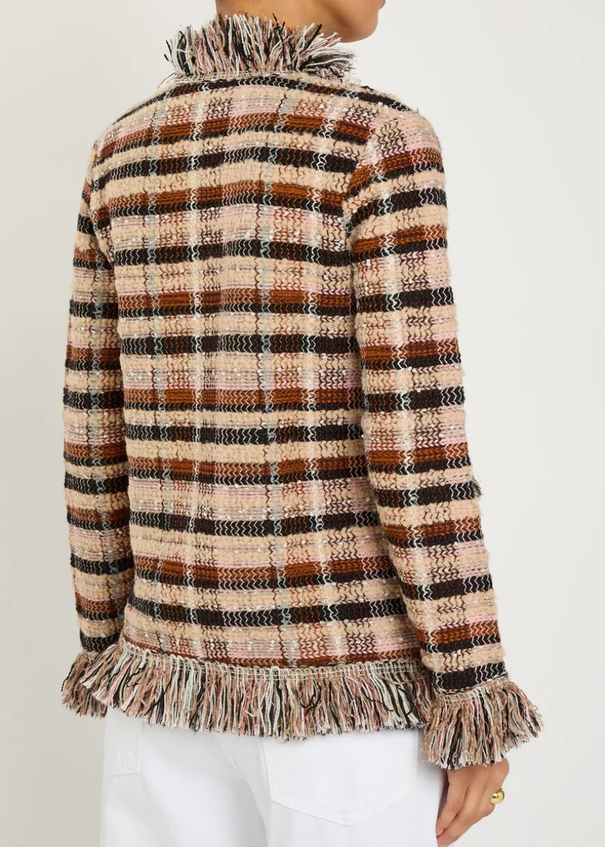 Striped fringed woven jacket