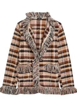 Striped fringed woven jacket