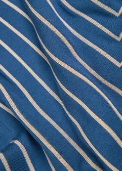 Striped-jacquard stretch-knit top