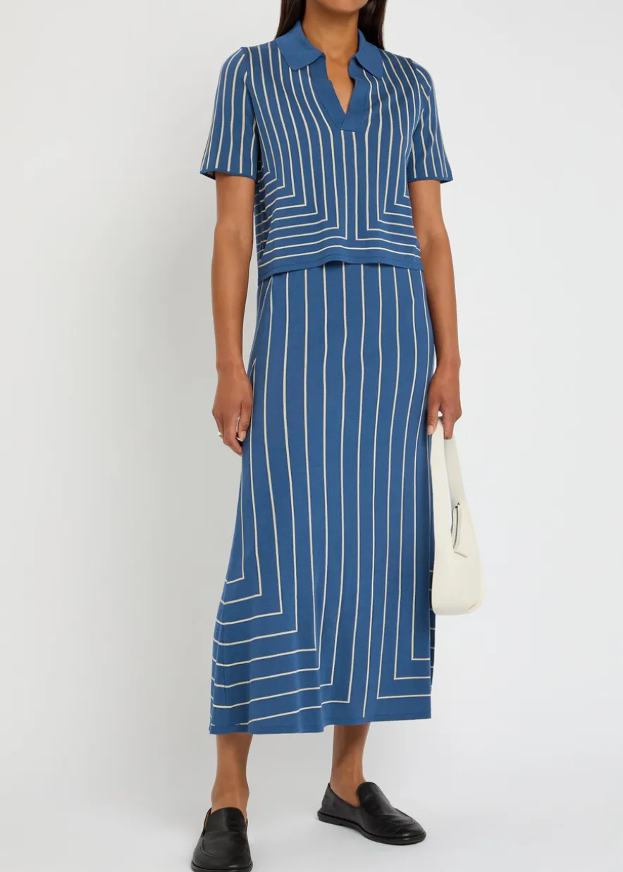 Striped-jacquard stretch-knit top