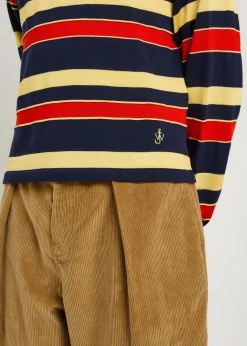 Striped knit polo shirt