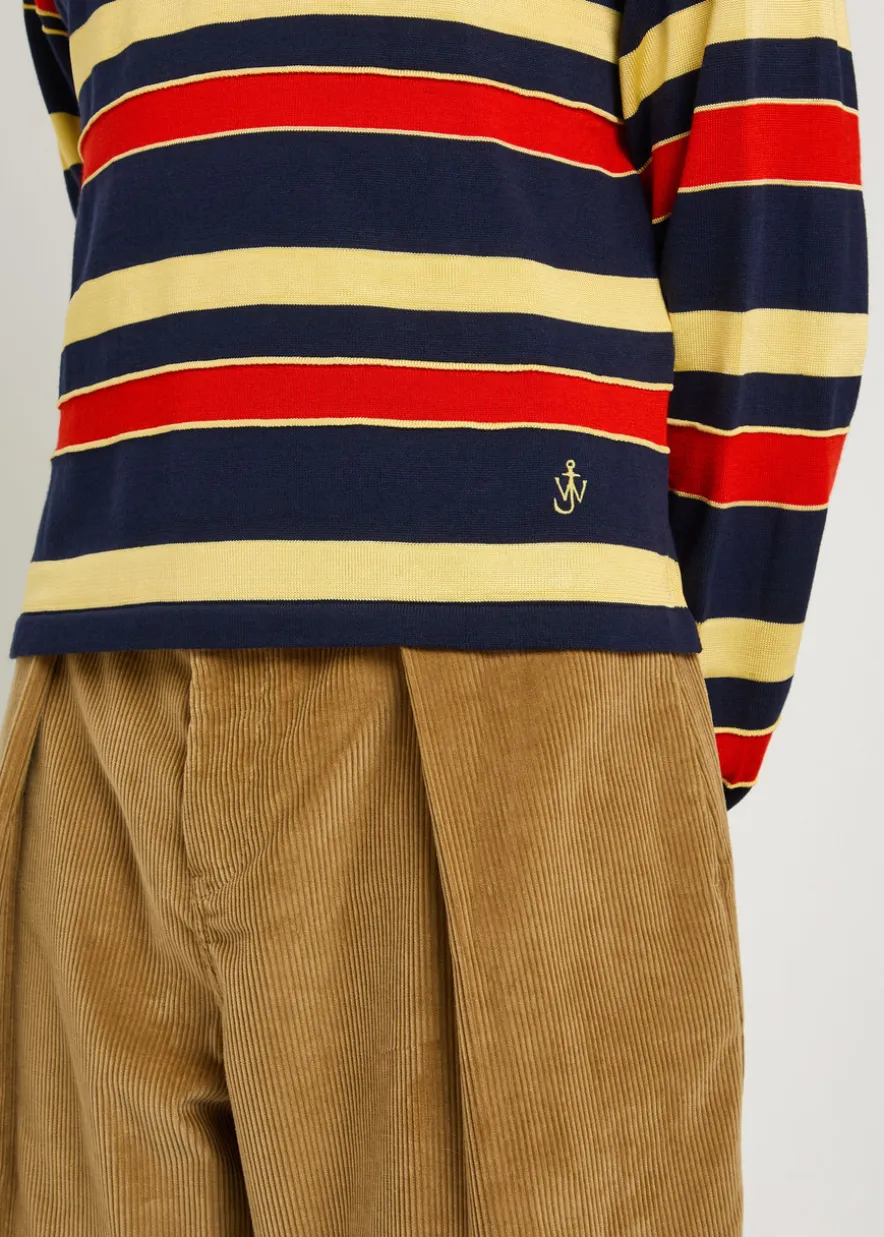 Striped knit polo shirt
