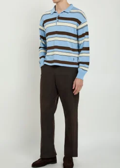 Striped knit polo shirt