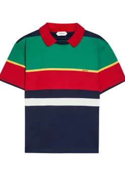 Striped layered cotton T-shirt