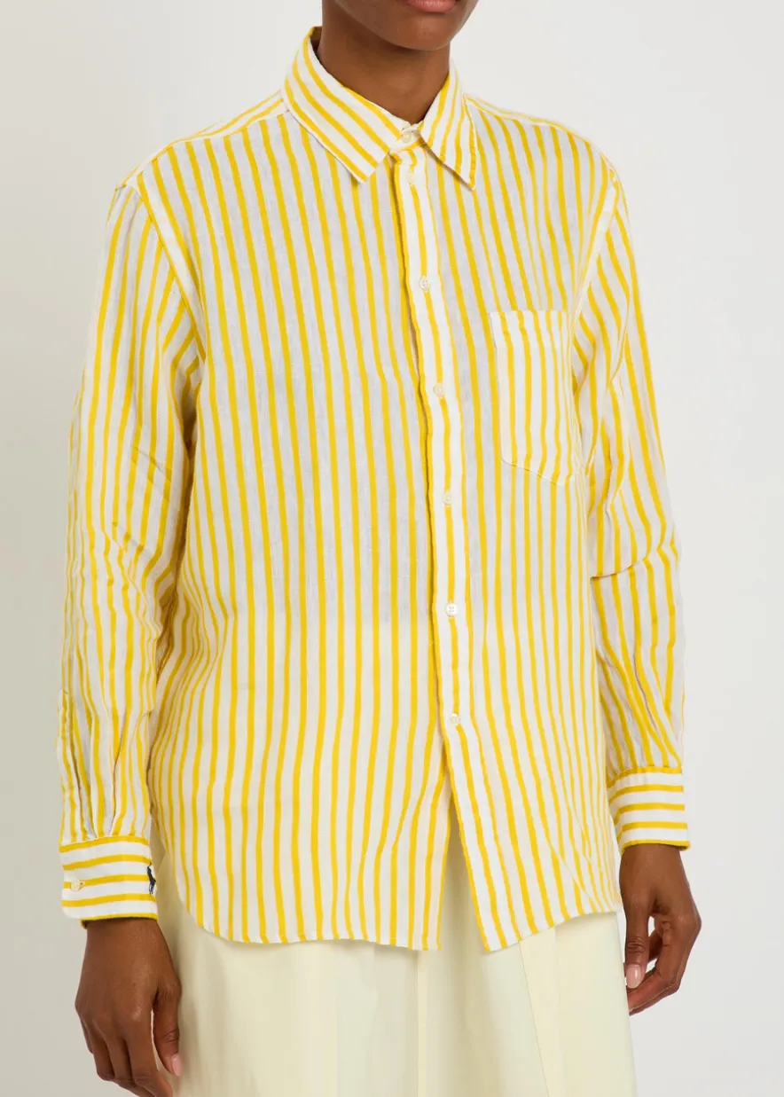 Striped linen and cotton-blend shirt