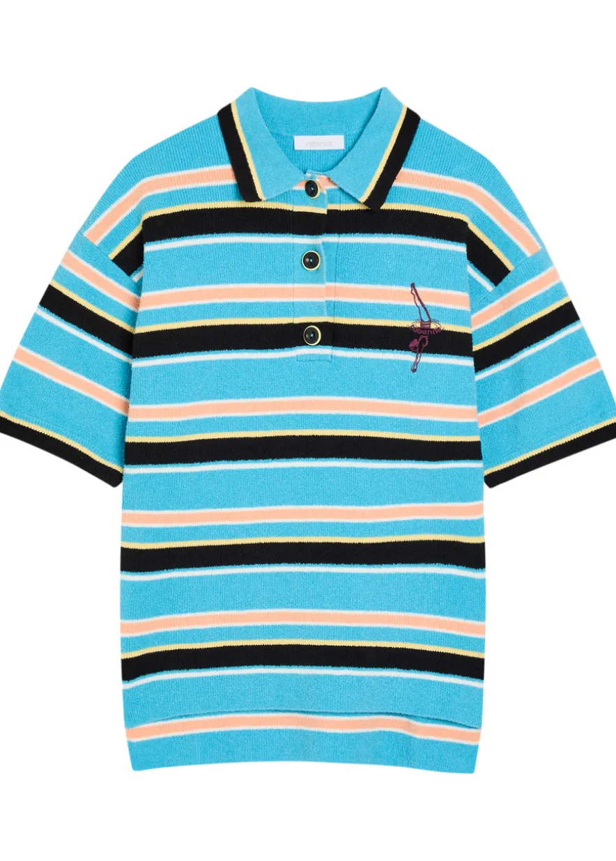 Striped logo-embroidered cotton-blend polo shirt