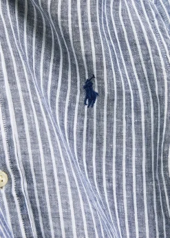 Striped logo-embroidered linen shirt