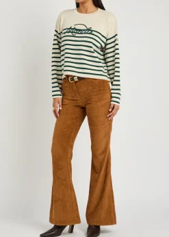 Striped logo-embroidered wool jumper