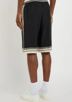 Striped logo-jacquard silk shorts
