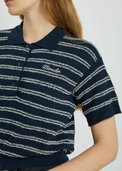 Striped logo terry polo shirt