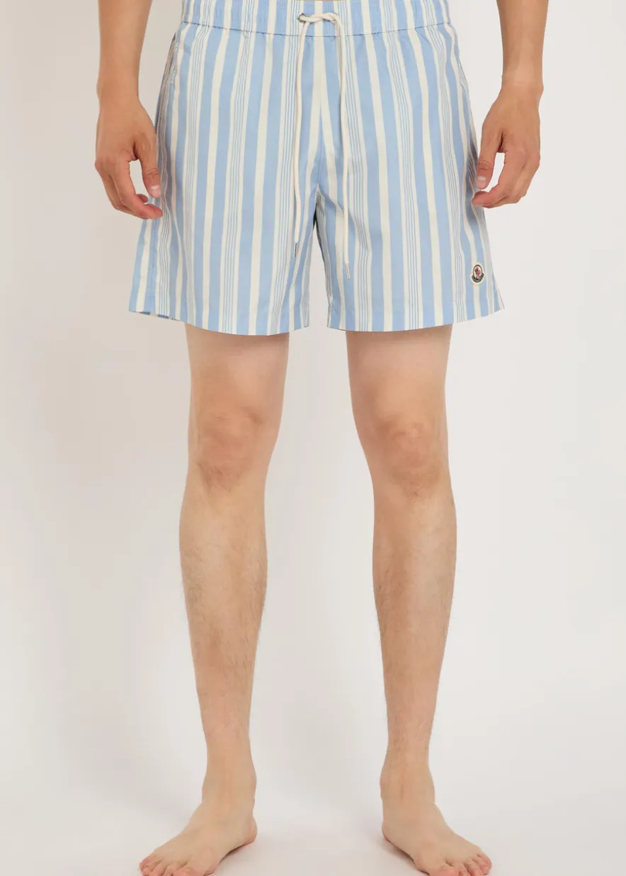 Striped nylon swim shorts